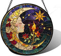 Moon Goddess and Rose Stained Glass Window Hanging Suncatcher Gifts 9.8" by DASTOLL