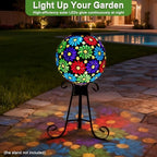 SAVENNA Mosaic Solar Gazing Ball 10 Inch,Glass Garden Globe with Auto On/Off for Yard, Lawn & Outdoor Decor,Multi-Color - Image 5