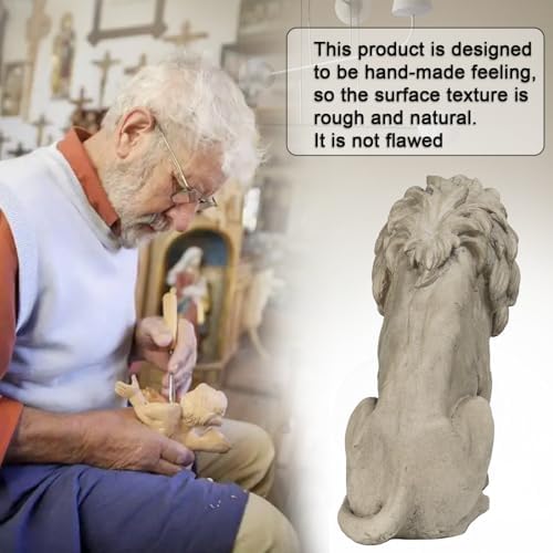 Garden Outdoor Statues Lion Statue – 20Inch Garden Decor Statue Antique Lion Stone with Long Hair Outdoor Indoor Figurine Gift Decoration for Home Décor Patio Yard 20 * 9.5 * 19.5 inch - Image 6
