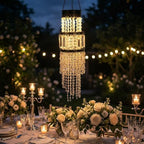 Solar Chandelier Outdoor, Solar Crystal Hanging Garden Lights Waterproof - Image 2