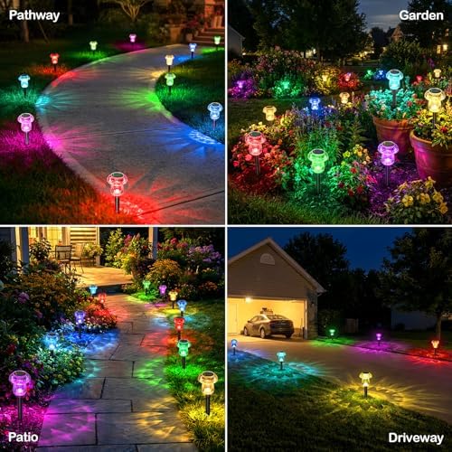 16 Pack Solar Lights Outdoor Color Changing Mushroom Garden Lights - Image 5