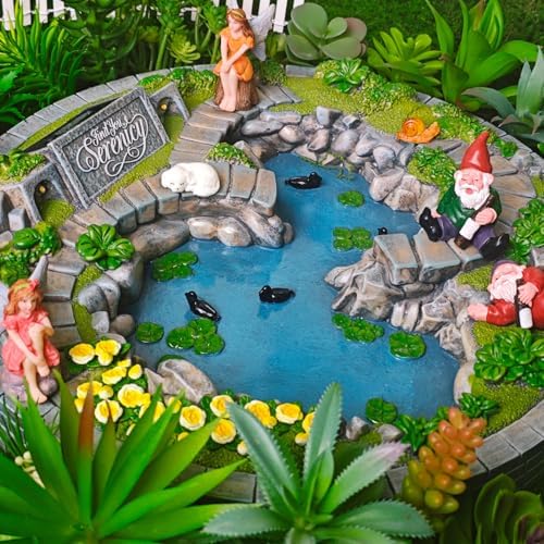 Kai Dream Fairy Garden Pond Decoration - Solar Miniature Fairy Garden Figurines & Accessories, Serenity Theme Outdoor Garden Ornament for Patio, Yard, Housewarming Gift - Image 3