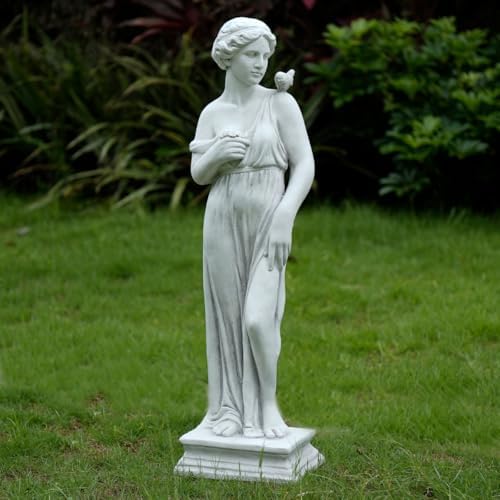 Outdoor Nymph Statues, 32Inch Garden Goddess Sculptures, Greek Mythology Roman Decor, Large Statues for Patio Yard Lawn Porch, Grey (Nymph-Grey) by GOLASON