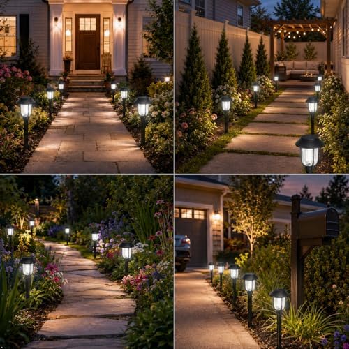 Solar Lights Outdoor 8 Pack, Cool White Solar Pathway Lights, Auto On/Off,Waterproof Solar Powered LED Landscape Lighting for Path Walkway Driveway Yard Garden Patio - Image 4