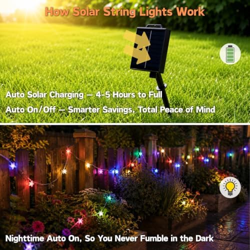 Solar Star String Lights, 33FT 66 LED RGB APP - Image 4