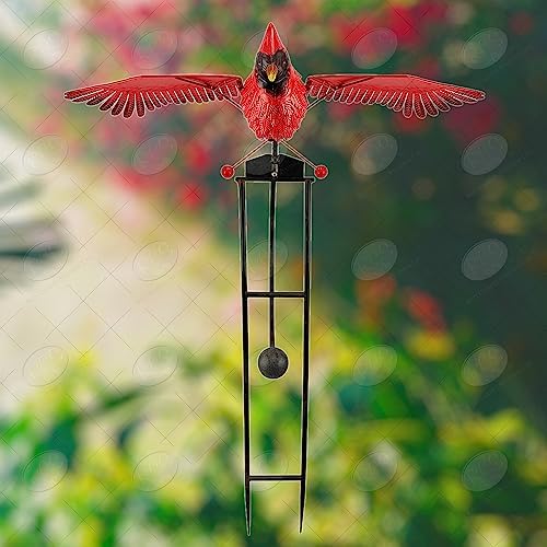 Red Carpet Studios Garden Stake Yard Art Metal and Glass Balance Rocker with Heavy Duty Stake, 4.5 Feet Tall, Cardinal - Image 5