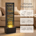 38 Inch Tall Indoor Water Fountain, Staggered Stone Wall Waterfall Fountain with LED Lights, Relaxing Ambience Water Feature for Living Room Bedroom Office Garden Yard, Home Decor - Image 2