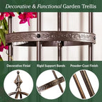 Plow & Hearth Metal Garden Obelisk | Indoor/Outdoor | Powder-Coated Steel | Trellis for Climbing | Floral Pattern | 11" Dia. x 7'H | Bronze - Image 4