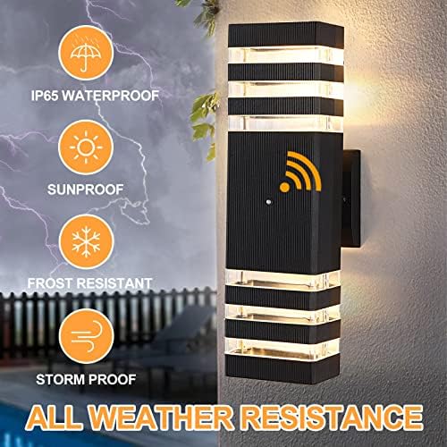 Dusk to Dawn Outdoor Wall Lights 1 Pack, IP65 Waterproof Modern Exterior Light Fixture, 3000K Warm White 3-Layer Up and Down Outdoor Wall Sconce for House Front Porch Garage - Image 3