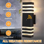 Dusk to Dawn Outdoor Wall Lights 1 Pack, IP65 Waterproof Modern Exterior Light Fixture, 3000K Warm White 3-Layer Up and Down Outdoor Wall Sconce for House Front Porch Garage - Image 3