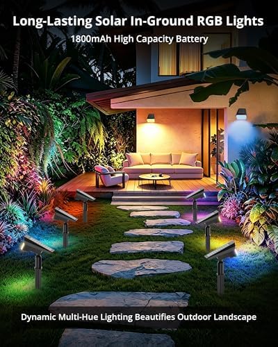 Solar Color Changing RGB Lights IP65 Waterproof, 56 LED 8 Lighting Modes Solar Spotlights, Landscape Lights for Yard Garden Pathway Holiday Decor, 4 Pack (Multicolor) - Image 4
