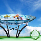 MUMTOP Solar Bird Bath Bowl with Metal Stand, Bird Feeder for Garden Decor - Image 6