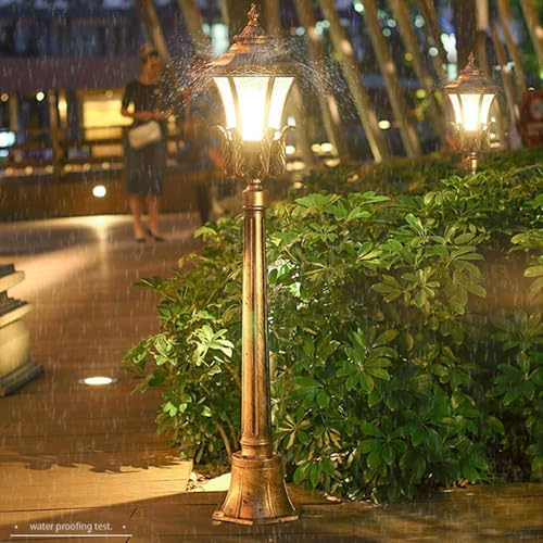 Outdoor Pathway Lights Rustic Bronze Landscape Path Lamp Outdoor Waterproof Bollard Lighting Aluminum Outside Housing Post Pole Lamps Hardwired Lawn Floor Lantern Pole Pi,2 Packs-80CM - Image 2