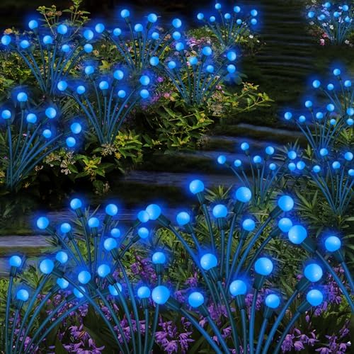 Kohlrabi Solar Garden Lights Outdoor, 6 Pack 48 LED Blue Firefly Lights Waterproof, Sway by Wind, Solar Wind Swaying Light for Yard Patio Backyard Garden Planter Flower Bed Pathway Decoration - Image 5