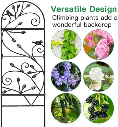 Amagabeli 4 Pack Garden Trellis for Climbing Plants Outdoor 46" x 15" Rose Wrought Iron Trellis for Vine Vegetable Flower Ivy Cucumber Decorative Trellis Black - Image 5