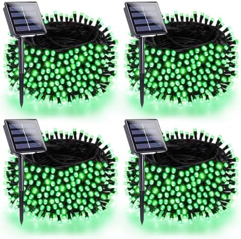 4 Pack 180FT 320 LED Solar Halloween Lights Outdoor Waterproof, Green by SANJICHA