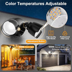 2 Packs 15W LED Flood Light Outdoor, 1500 Lumen Exterior Security Lights, 3000K/5000K Light, IP65 Waterproof, Dual-Head Wall/Eave Mount Flood Lights Energy Saving for Garage, Patio, Yard (Black) - Image 4
