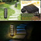 Solar Powered Outdoor Floor, 2 Piece Outdoor Floor Lamps, Solar Lanterns Waterproof, Resin Wicker Weather-Resistant Rattan Deck Light for Patio, Lawn, Porch, Garden - Image 2