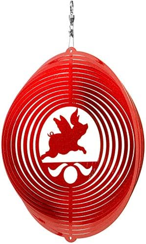 SWEN Products Flying Pig Circle Swirly Metal Wind Spinner - Image 2