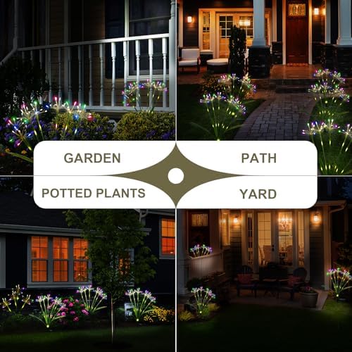 Garden Decor Outdoor Lights, Solar Garden Lights for Christmas Outside 6-Pack Fairy Firework Decorative, Solar Powered Decor for Yard Pathway Flowerbed Planter Balcony Patio, Multicolor - Image 4
