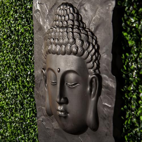 XBrand 30" H Buddha Water Fountain, Zen Wall Outdoor Garden Fountain w/Warm LED Light & Pump, Black Resin Water Fountain for Patio Backyard Home Decor - Image 6