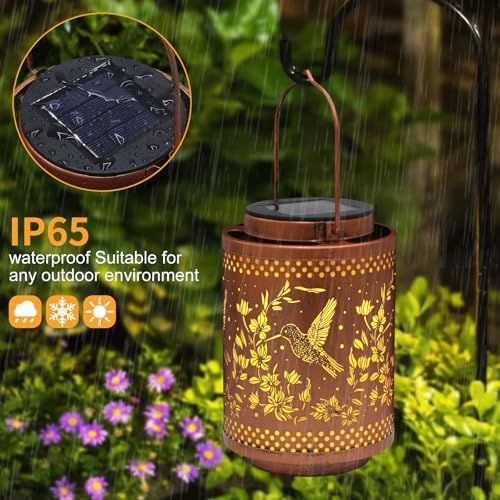 2 Pack Hummingbird Solar Lanterns Garden Decor Birthday Gifts for Women - Image 4