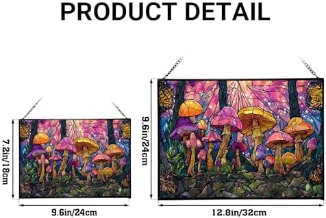 Rainbow-Colored Mushroom Cluster Rectangular Stained Glass Suncatcher – Hanging Window Panel with Animal & Nature Scene – Vibrant Glass Art Gift for Wildlife, Fantasy, Nature Lovers kE49ZM - Image 4