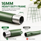 63" Tall Garden Trellis for Climbing Plants, 16mm Heavy Duty Metal Frame Cucumber Trellis with Netting, 20 Plant Clips, Easy Assembly Vegetable Trellis for Tomatoes, Beans, Peas, Raised Bed - Image 3