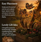 Bird & Wildflower Metal Garden Rustic Bird Stake (2, 13.7 inch) - Image 6