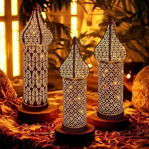 Moroccan Style Vintage Lantern Metal Decorative Table Lamp 12.68" Tall Moroccan Lantern Decorative Candle Holder Lamp for Ramadan Decor Home Living Room Bedroom Garden Yard Weddings Parties 05 - Image 7