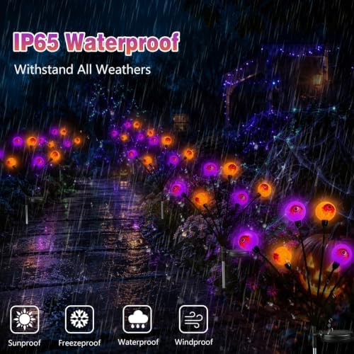 EEW Solar Halloween Decorations Outdoor 6 Pack Eyeball Lights Orange Purple - Image 5