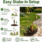 Triple Bluebells Garden Stake with Bell, Flamed Copper Three Calla Lilies Garden Stake, Metal Flower Outdoor Yard Decoration, Weather Resistant Rustic Handmade Wind Bell Stakes for Lawn Patio (B) - Image 4
