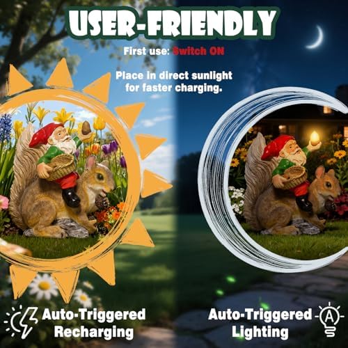 Funny Garden Gnomes Decorations for Yard Statue with Solar Lights - Image 4