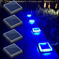 Lacasa Blue Solar Deck Lights 4 Pack, Dusk to Dawn Large Battery Step Lights, Big Solar Powered Waterproof Dock Lights, LED Solar Lights Outdoor Garden Stair Driveway Walkway Pathway Warning Lamp by Lacasa