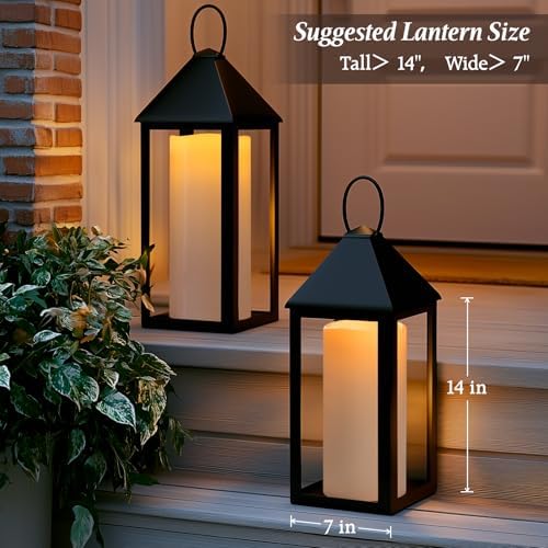 12" x 5" White Large Waterproof Outdoor Flameless Candles Battery Operated LED Flickering Pillar Candles with Remote and Timer for Indoor Outdoor Lanterns, Long Lasting, Set of 2 - Image 2