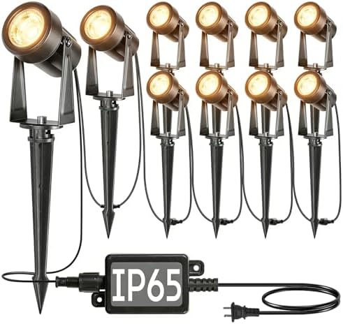 SUNTHIN 10 Pack Outdoor Landscape Lights with Transformer, LED Spotlights by SUNTHIN