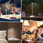 2Pack Rechargeable Cordless Table Lamp, Portable Powered LED Battery 6000mAh Metal USB Desk Lamp, 3 Levels Brightness Light for Restaurants Outdoor (2pack White) - Image 5