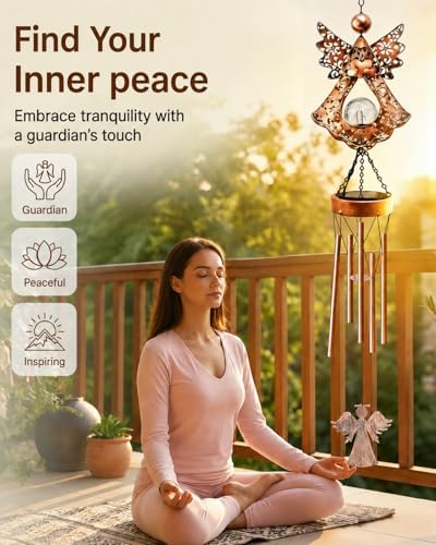 41" Large Angel Solar Wind Chimes for Outside, Metal Garden Decor - Image 3
