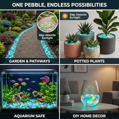 Brighten Up Your Garden with Colorful Glow in the Dark Garden Stones - Luminous Pebbles Perfect for Outdoor Decor, Fish Tanks & Patios (1000pcs) - Image 2