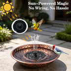 Solar Bird Bath for Outside, 13" Vintage Metal Bird Bath - Image 3