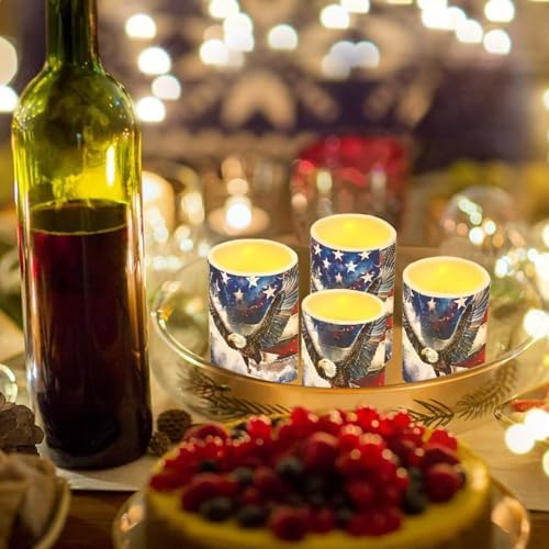 GLENLCWE USA Flag Animal Eagle Flameless Flickering LED Candles for Women Ladies,Chic Home Decoration Candles Indoor Outdoor Party Candles, 4 Pcs,Remote Control - Image 3