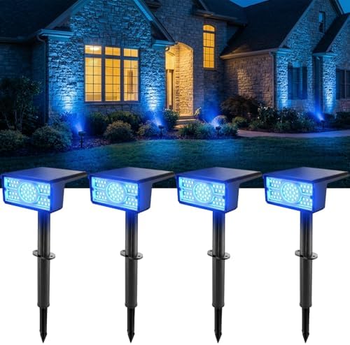 T-SUN Blue Solar Spot Lights Outdoor Waterproof, 4 Pack by T-SUN