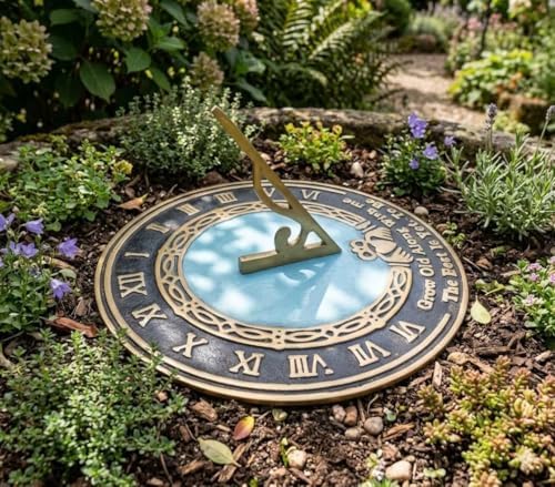 Brass Garden Sundial 10 Inch Engraved Grow Old with Me Outdoor Garden Home Decor Gift - Image 7