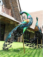 Ujicde 22.8Inch Peacock Statue Garden Ornaments Outdoor, Large Standing Metal Peacock Garden Sculpture, Garden Bird Art Decor for Yard Porch Patio (Color : 2pcs) - Image 6
