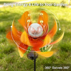 AIINY Outdoor Solar Lights Garden Decor,Wind Spinner Yard Decorations for Outside, Lotus Garden Windmill with LED Cracked Crystal Waterproof Flower Sculpture for Patio Lawn Gardening Gifts - Image 4
