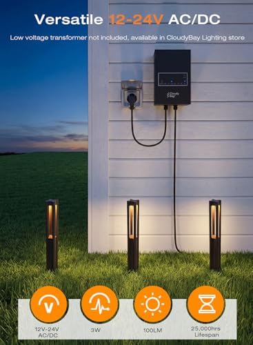 [6 Pack] CLOUDY BAY Low Voltage Path Lights,12-24V 3W LED Landscape Pathway Lights,1800K/2700K/3000K/4000K/5000K Outdoor Landscape Lighting for Driveway,Aluminum - Image 3