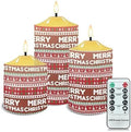 Cozeyat Flameless Candles with Remote Set of 3, Cute Snowflake Snowman Pattern Flickering Electric Candles for Christmas Decoration, Unscented Realistic Bullet Floating Flame Pillar Candles by Cozeyat