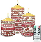 Cozeyat Flameless Candles with Remote Set of 3, Cute Snowflake Snowman Pattern Flickering Electric Candles for Christmas Decoration, Unscented Realistic Bullet Floating Flame Pillar Candles by Cozeyat