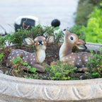 Outdoor Garden Deer Statue, Decorative Sculpture Brown Resin Fawn Sculpture, 9.45 x 6.3 x 5.1 inches Yard Lawn Decor Deep Forest Deer - Image 5