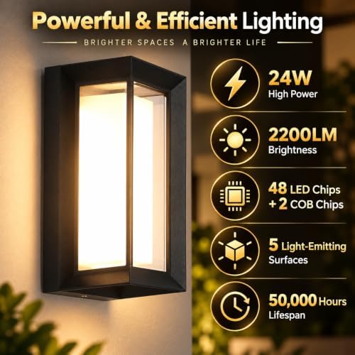 Outdoor Wall Lights, Outdoor Lights for House, 2200LM 3CCT Dimmable IP65 - Image 4